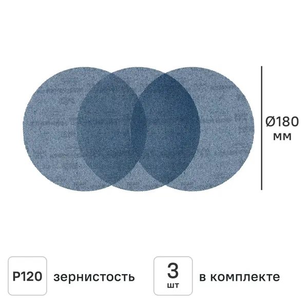 Круг сетчатый шлифовальный Vetonit P120 180 мм, 3 шт.