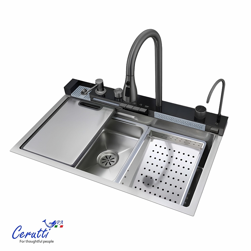 Кухонная мойка Ceruttispa Термостат Gloria 75 CT11888 со смесителем цвет Хром матовый