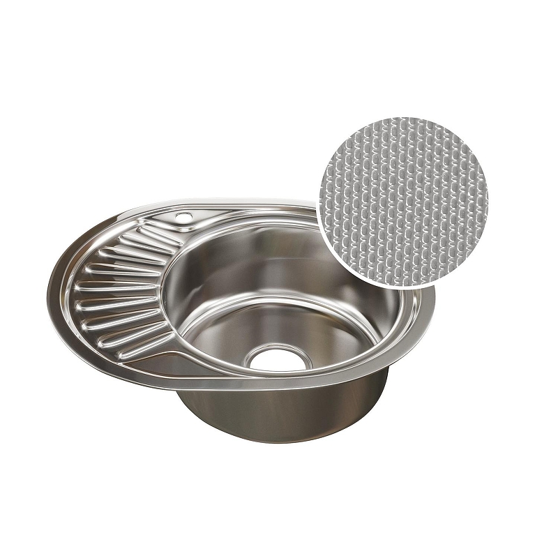 Кухонная мойка Mixline 57 R 532303 с декором цвет Сатин