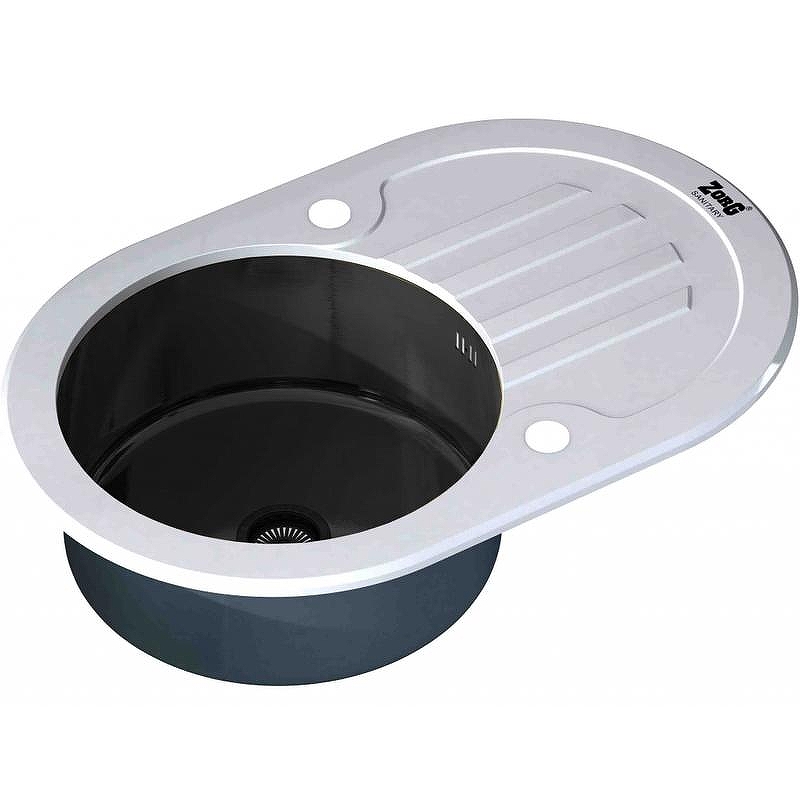 Кухонная мойка ZorG Glass GL-7851-OV-WHITE-GRAFIT Белый / Графит