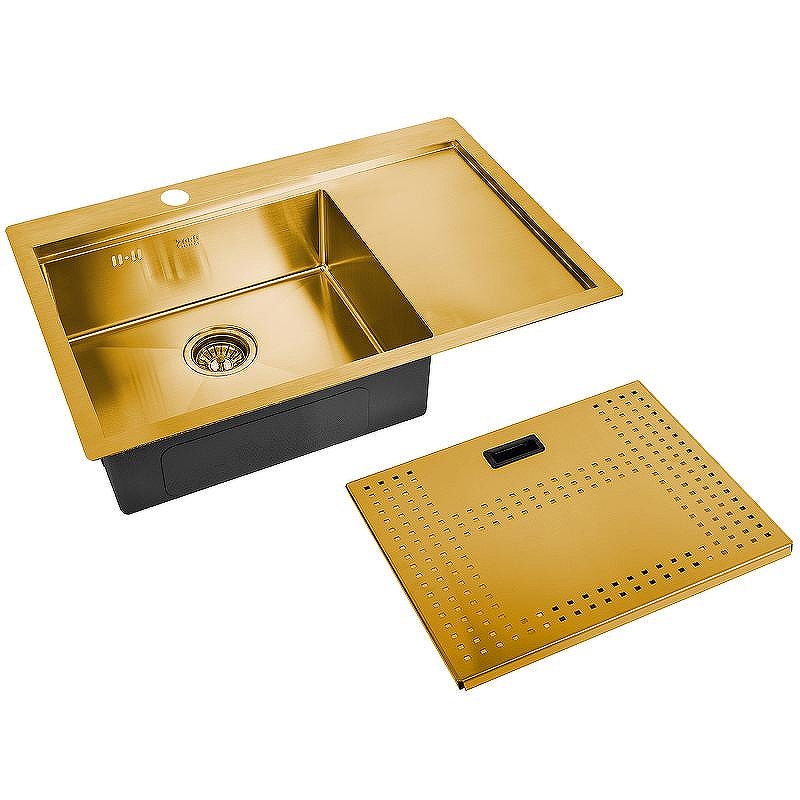 Кухонная мойка ZorG Master 78 ZM N-7852-L BRONZE с накладкой Бронза