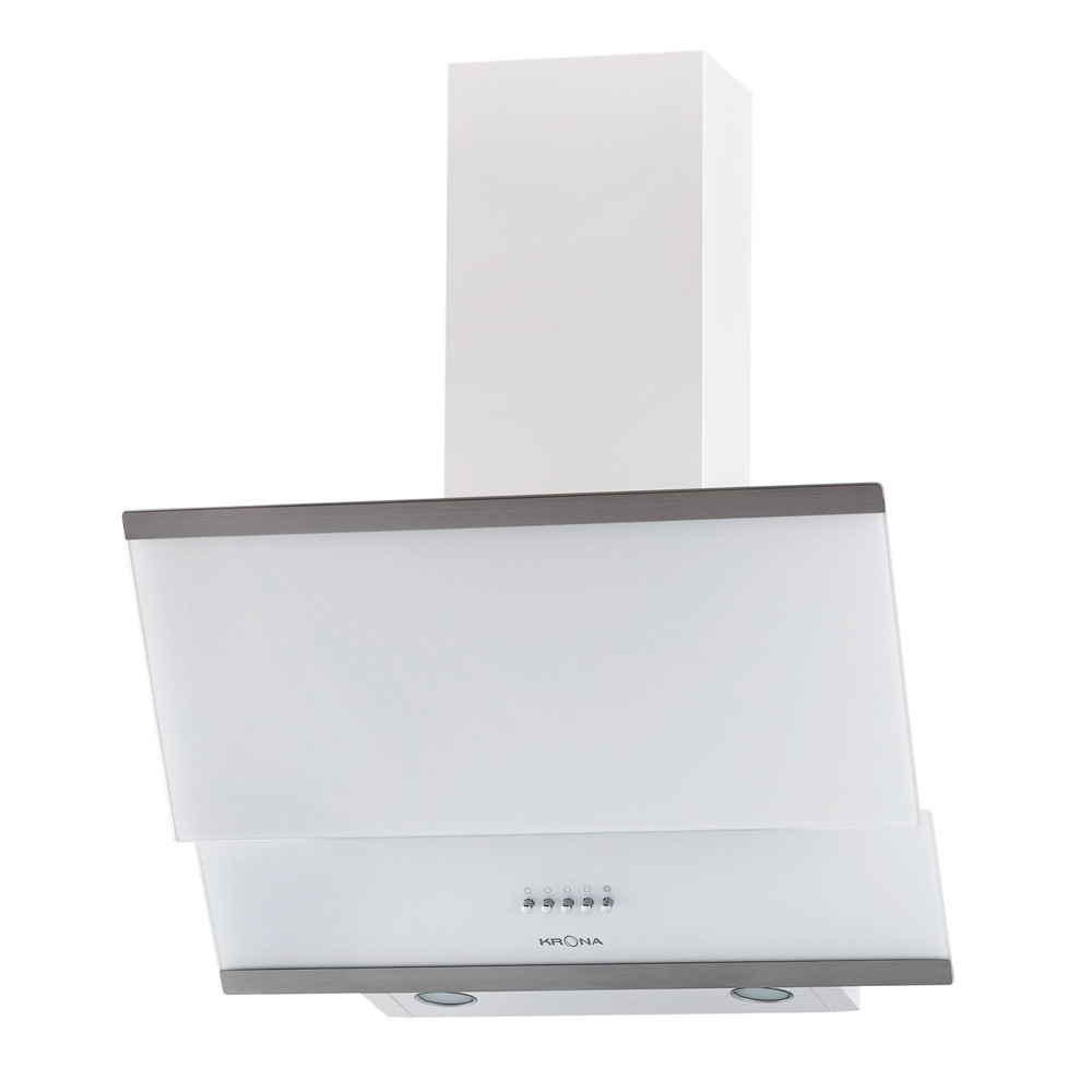 Кухонная вытяжка наклонная Krona IrIda 600 White push button 60 см белая/нержавеющая сталь