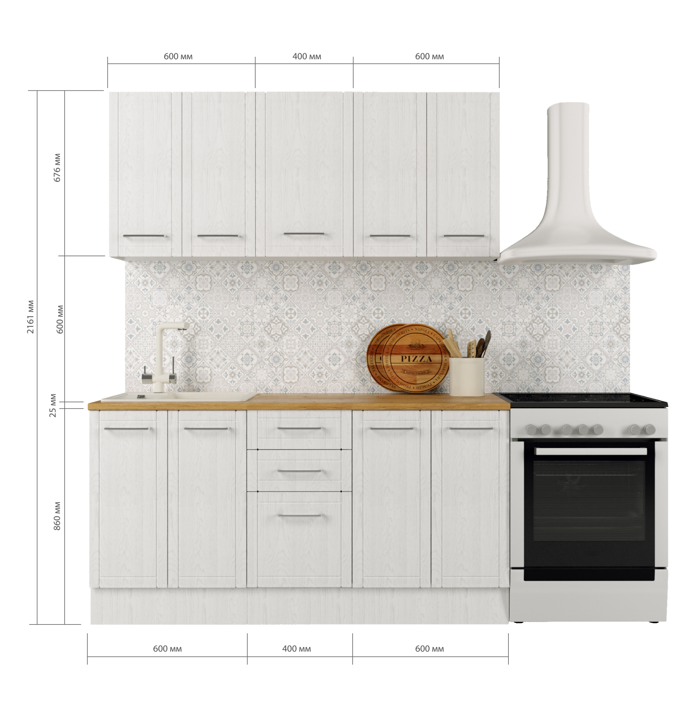 Кухонный гарнитур Агидель DELINIA 160x60 см МДФ цвет белый