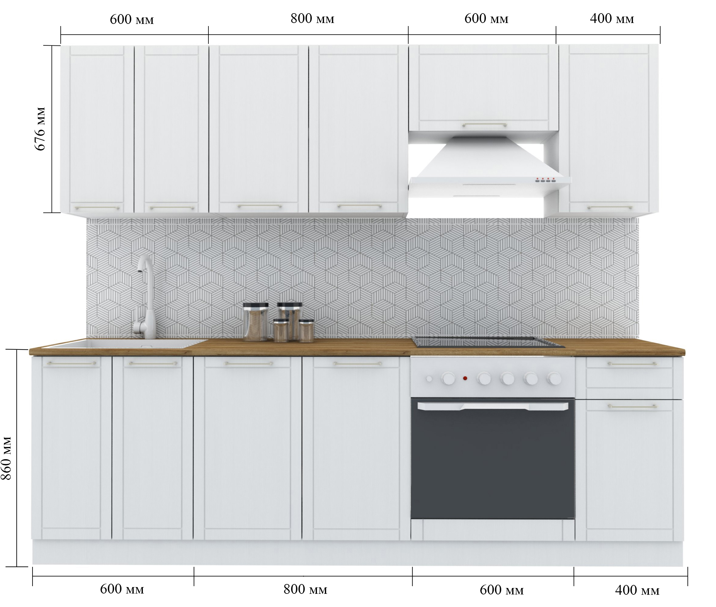Кухонный гарнитур Агидель DELINIA 240x60 см МДФ цвет белый