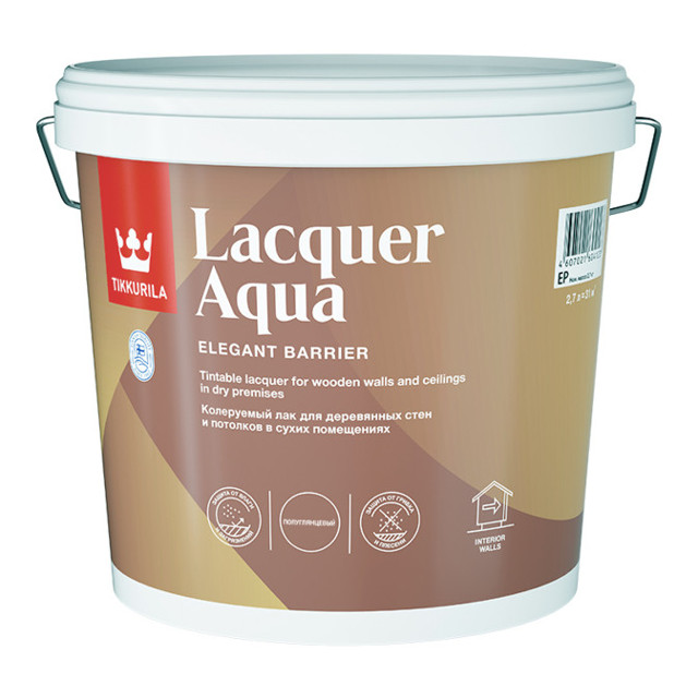 лак акриловый TIKKIVALA Lacquer Aqua интерьерный полуглянцевый 2,7л, арт.700001140