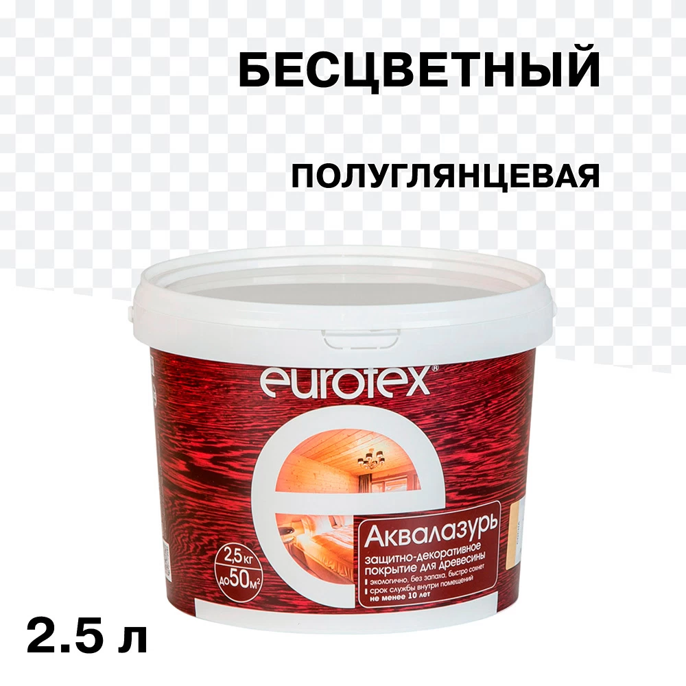 Лак антисептик акриловый Eurotex Аквалазурь бесцветный 2,5 л
