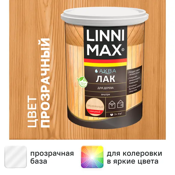 Лак для дерева Linnimax глянцевый прозрачный 0.9 л