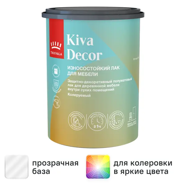 Лак на водной основе для мебели Tikkurila Kiva Decor EP 0.9 л