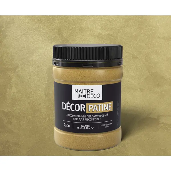 Лак перламутровый Maitre Deco Décor Патина 0.2 л цвет золотой