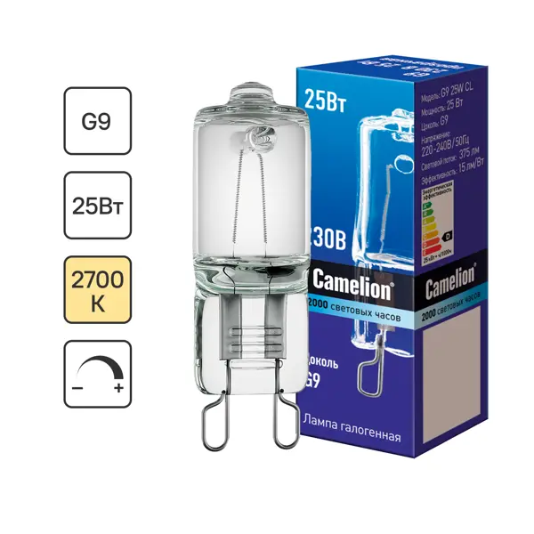 Лампа галогенная Camelion CL G9 25 Вт