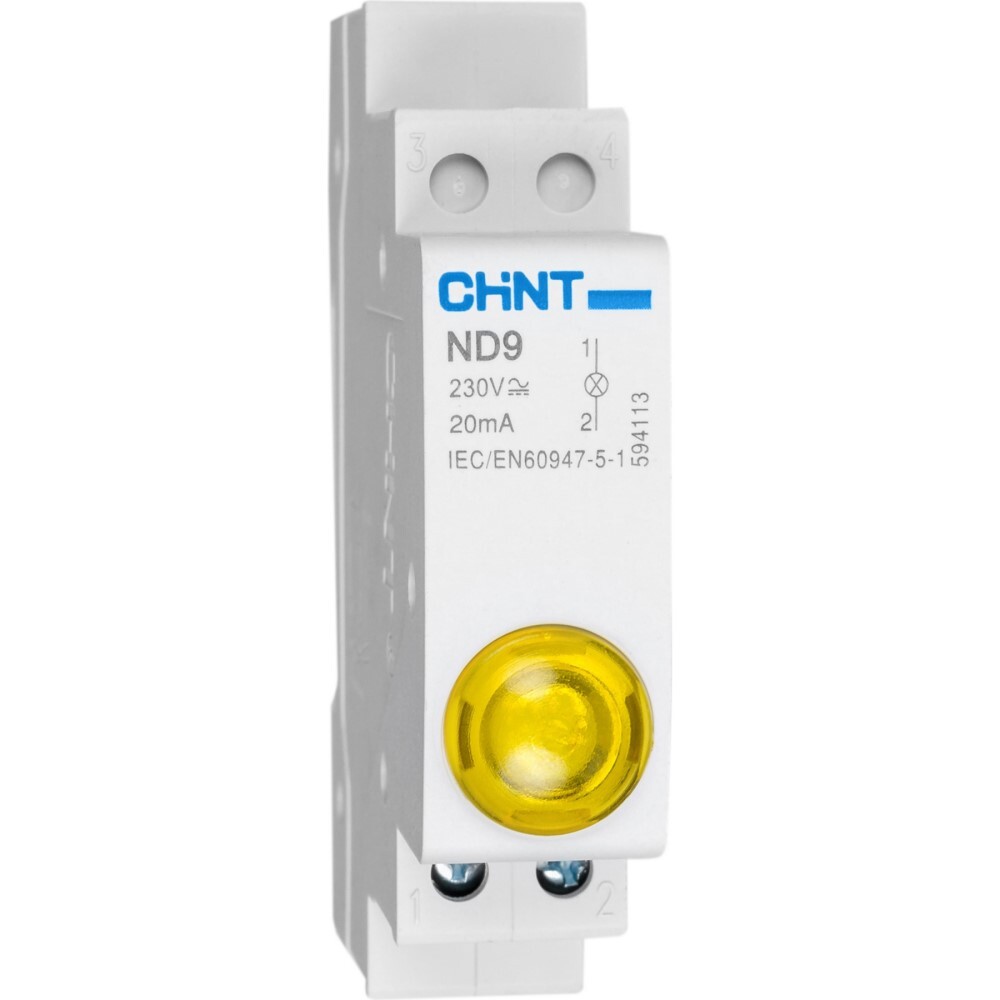 Лампа сигнальная Chint ND9-1/y 230 В IP40 желтая (594118)