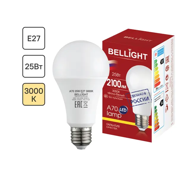 Лампа светодиодная Bellight E27 220-240 В 25 Вт груша 2100 лм теплый белый цвет света