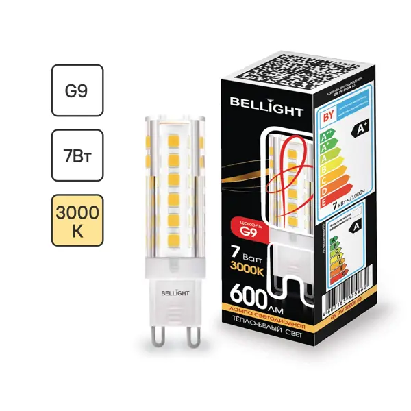 Лампа светодиодная Bellight G9 220-240 В 7 Вт капсула 600 лм теплый белый свет