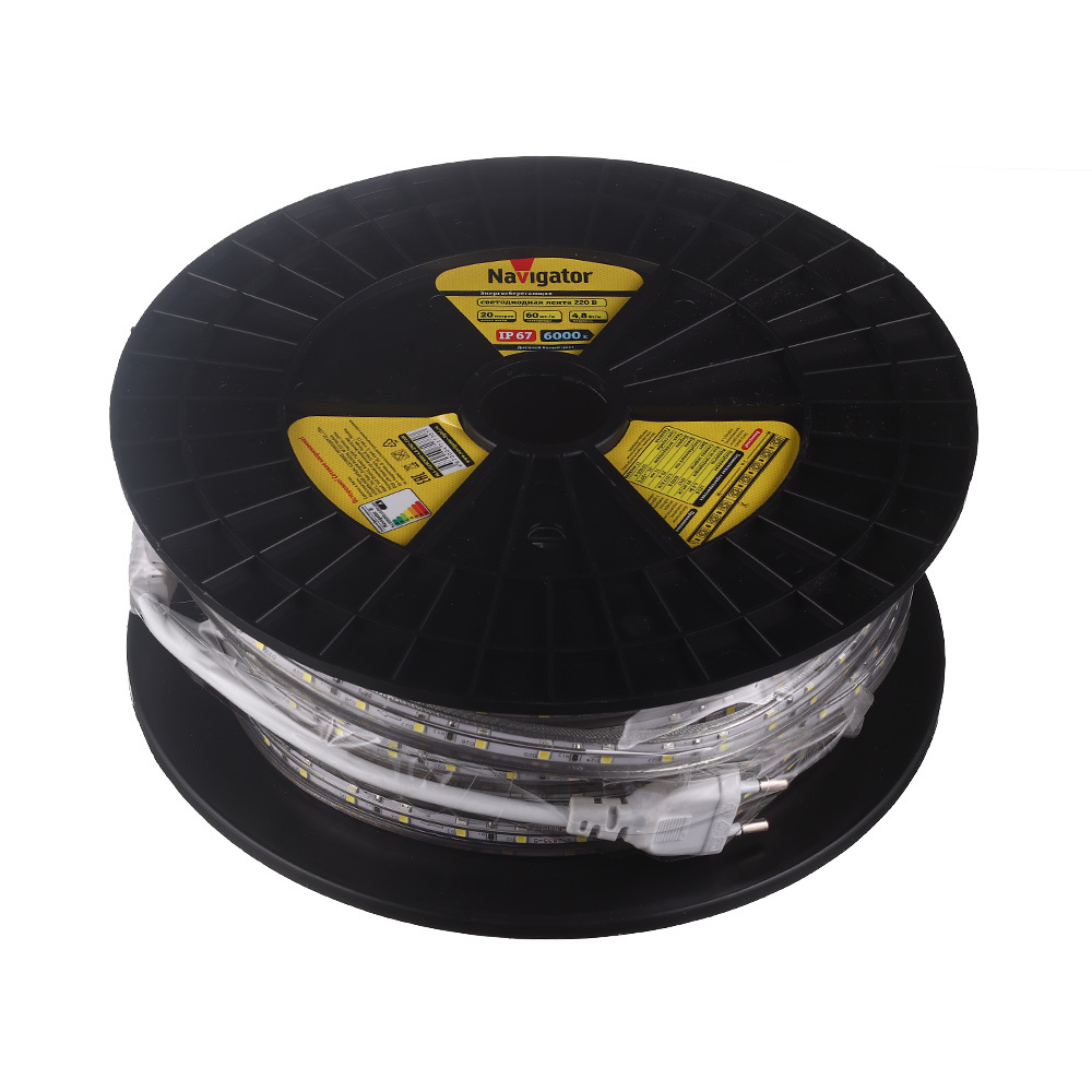 Лента светодиодная Navigator 6000К 4,8 Вт/м 220 В IP67 SMD 3528 20 м (14511)