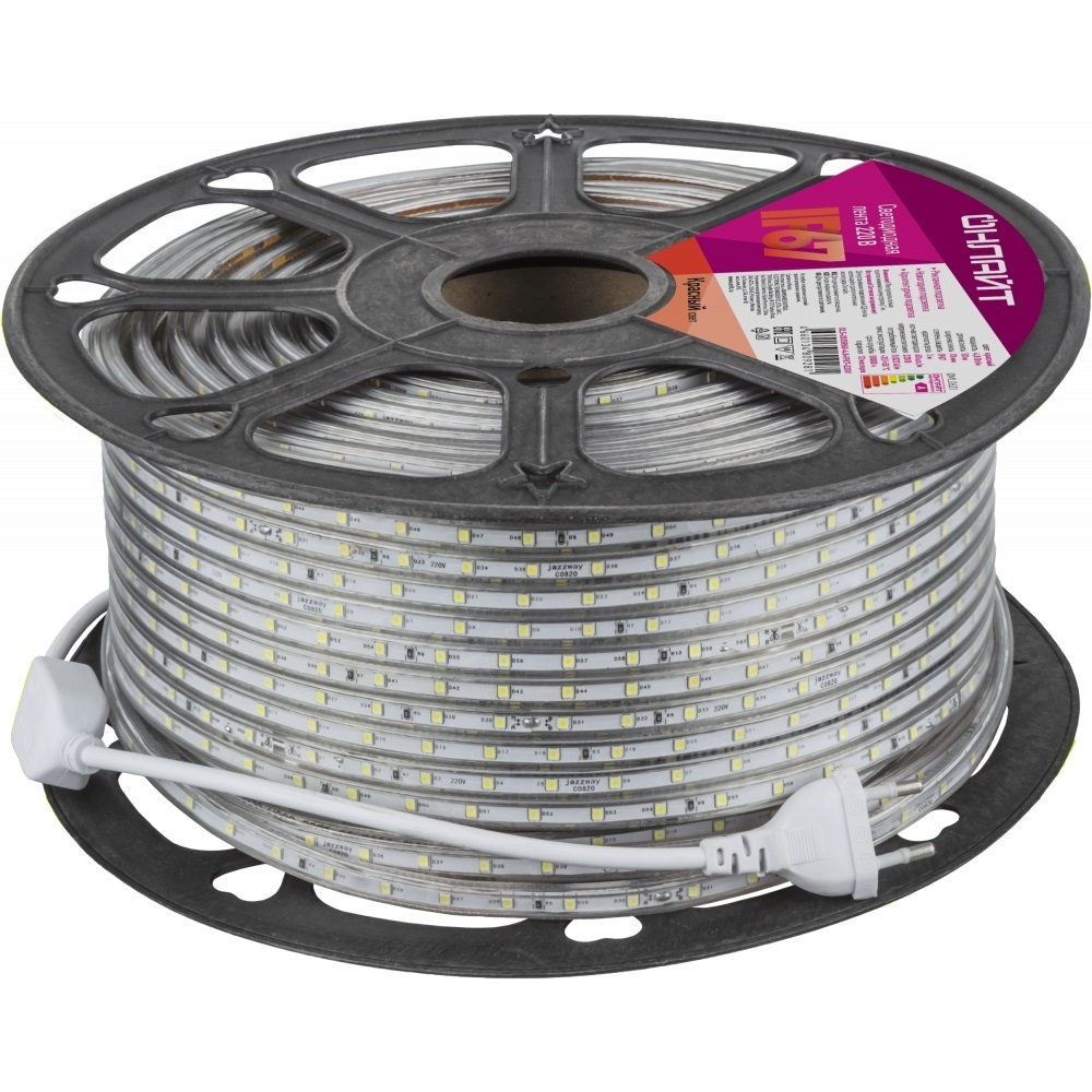 Лента светодиодная Онлайт OLS-2835R60 красный свет 4,8 Вт/м 220 В IP67 SMD 2835 50 м (80928)