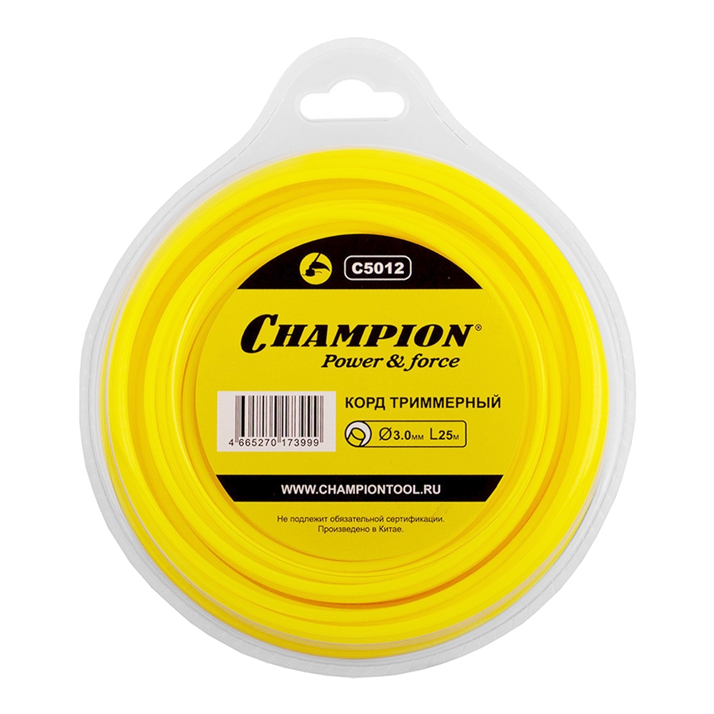 Леска для триммера Champion Round круг 3 мм х 25 м желтая (C5012)