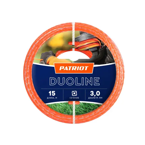 Леска для триммера Patriot Duoline ø3 мм 15 м квадрат