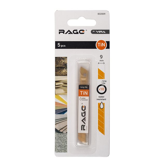 лезвие для ножа RAGE by VIRA сегментное 9мм 5шт титан покрытие