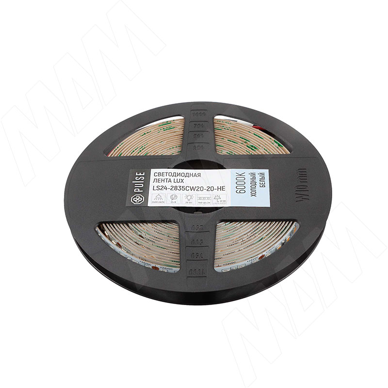 ЛЮКС Лента светодиодная 2835/140, 24V, 5 м, сверхъяркая, CRI 90, холодный белый 6000К, IP20, 20W/1м, LUX (LS24-2835CW20-20-HE)