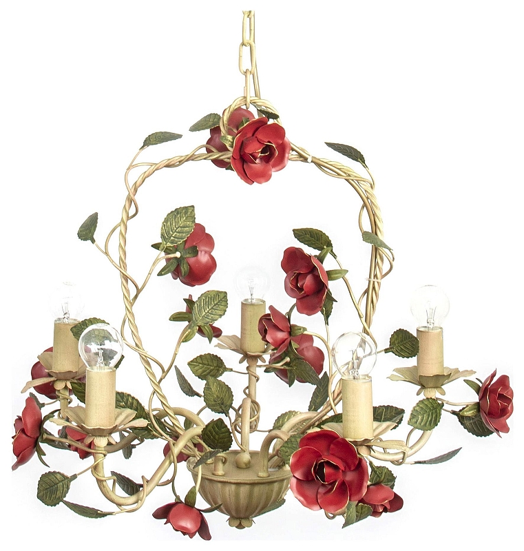 Люстра Abrasax Suzanne SD0680/5 цвет плафона/подвески Зеленый, Красный, цвет арматуры Бежевый