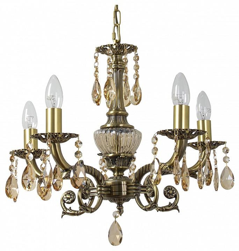 Люстра Abrasax Sylvia L.8110-5BR цвет плафона/подвески Янтарный, цвет арматуры Бронза, Янтарный