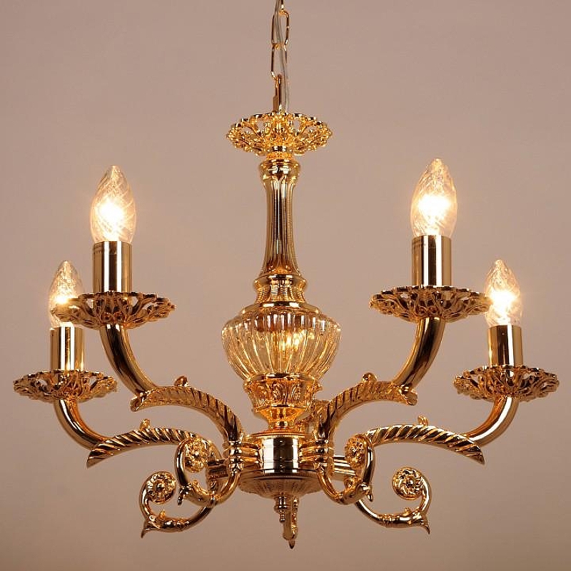 Люстра Abrasax Sylvia L.8110-5GO цвет плафона/подвески Янтарный, цвет арматуры Золото, Янтарный