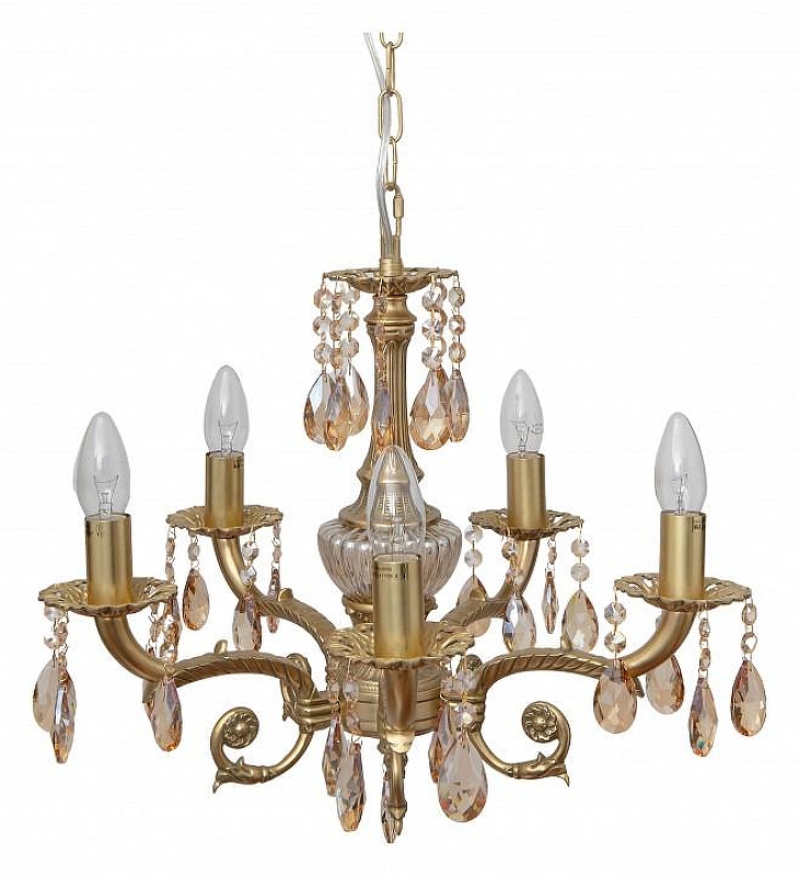 Люстра Abrasax Sylvia L.8110-5YB цвет плафона/подвески Янтарный, цвет арматуры Латунь, Янтарный
