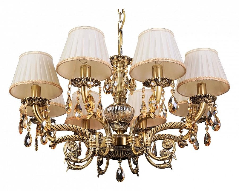 Люстра Abrasax Sylvia L.8110-8BR CRISTAL-SHADE цвет плафона/подвески Бежевый, Янтарный, цвет арматуры Бронза