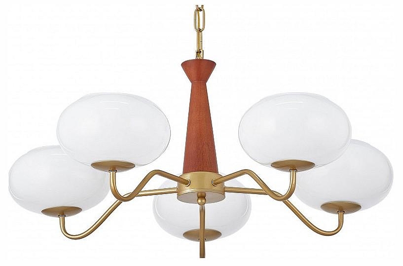 Люстра Arte Milano AM-Napoli 310166/D680/5 BS/WD цвет плафона/подвески Белый, цвет арматуры Коричневый, Золото