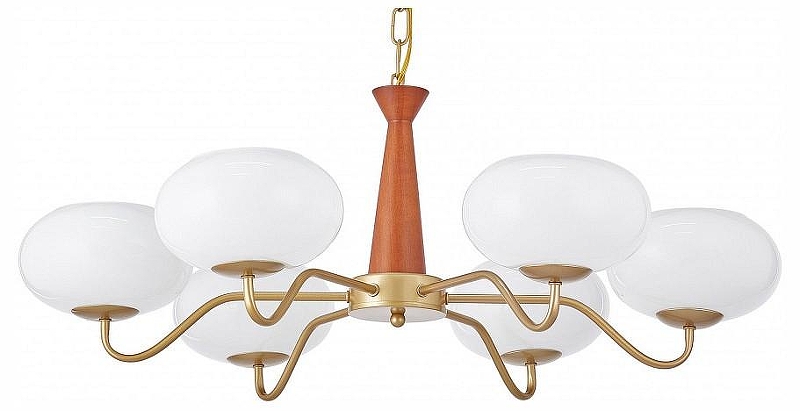 Люстра Arte Milano AM-Napoli 310166/D780/6 BS/WD цвет плафона/подвески Белый, цвет арматуры Коричневый, Золото
