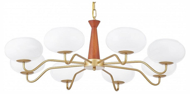 Люстра Arte Milano AM-Napoli 310166/D900/8 BS/WD цвет плафона/подвески Белый, цвет арматуры Коричневый, Золото