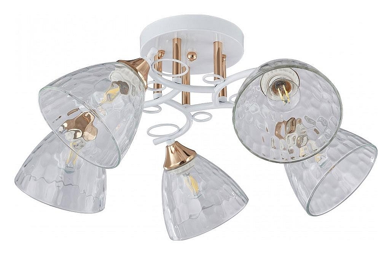 Люстра Arte Milano AMALFI-321395 321395/5A WH+FG цвет плафона/подвески Прозрачный, цвет арматуры Белый, Золото
