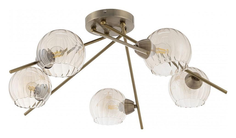 Люстра Arte Milano AMALFI-322307 322307/5 AB цвет плафона/подвески Янтарный, цвет арматуры Бронза
