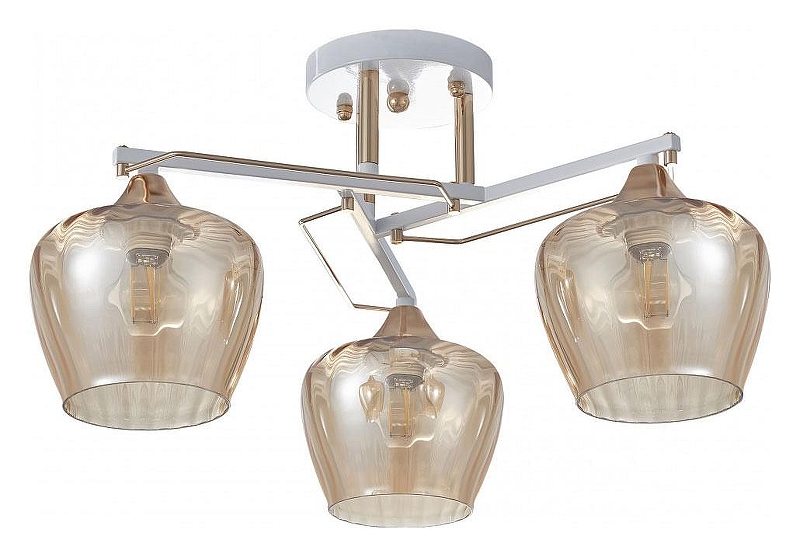 Люстра Arte Milano AMALFI-329508 329508/3 WH+FG цвет плафона/подвески Янтарный, цвет арматуры Белый, Золото