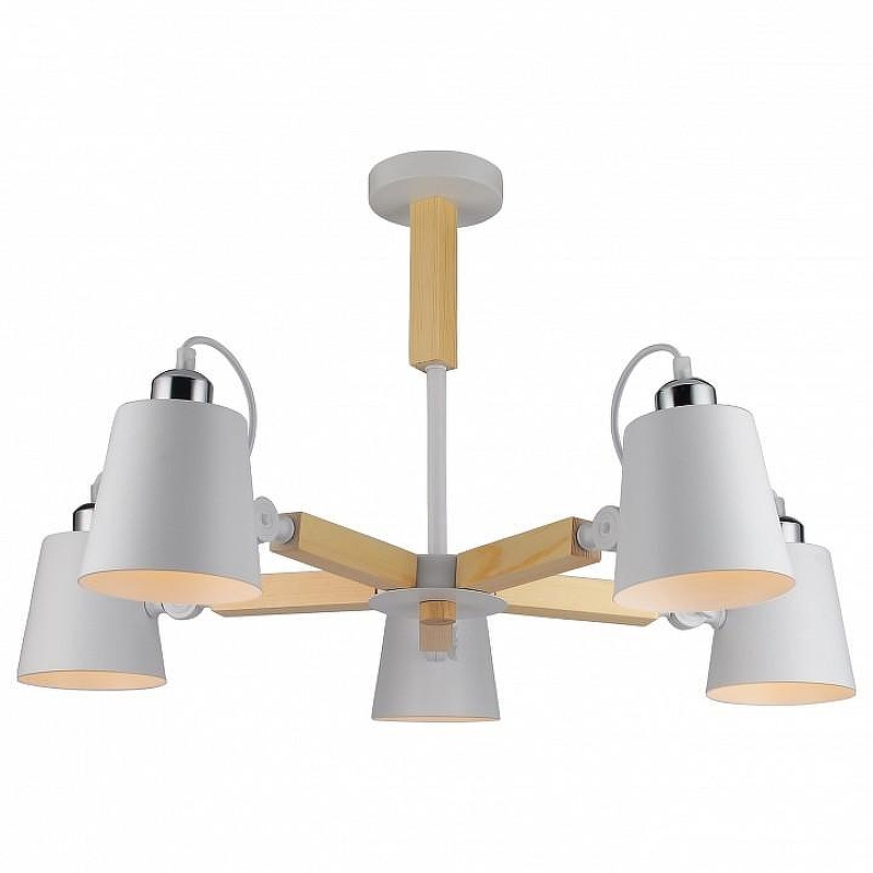 Люстра Artelamp Oscar A7141PL-5WH цвет плафона/подвески Белый, цвет арматуры Белый, Коричневый