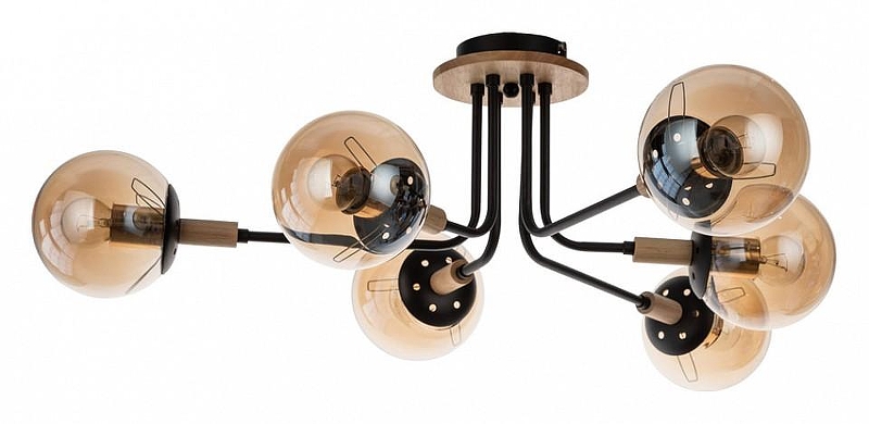 Люстра Artelamp Oxford A2716PL-6BK цвет плафона/подвески Прозрачный, Коричневый, цвет арматуры Черный