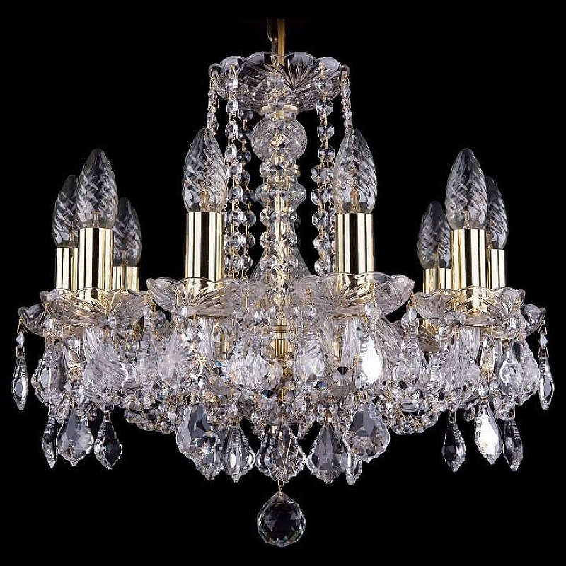 Люстра Bohemia Ivele Crystal 1402 1402/10/141/G/Leafs цвет плафона/подвески Прозрачный, цвет арматуры Золото, Прозрачный