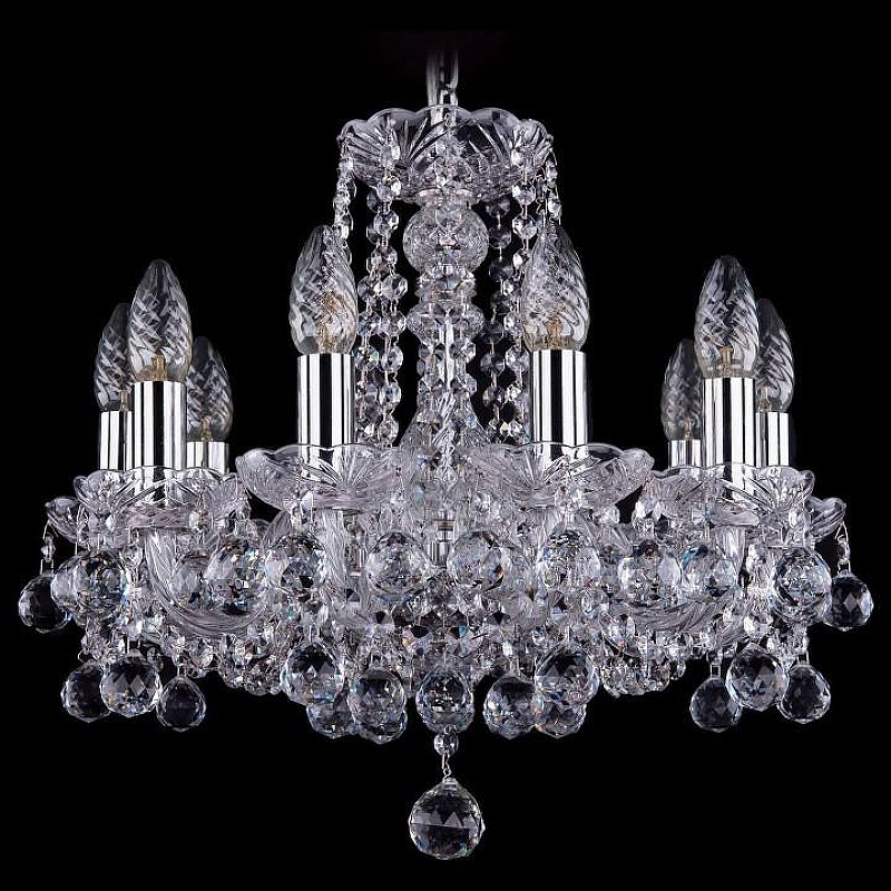 Люстра Bohemia Ivele Crystal 1402 1402/10/141/Ni/Balls цвет плафона/подвески Прозрачный, цвет арматуры Прозрачный, Никель