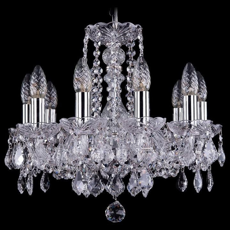 Люстра Bohemia Ivele Crystal 1402 1402/10/141/Ni/Leafs цвет плафона/подвески Прозрачный, цвет арматуры Прозрачный, Никель