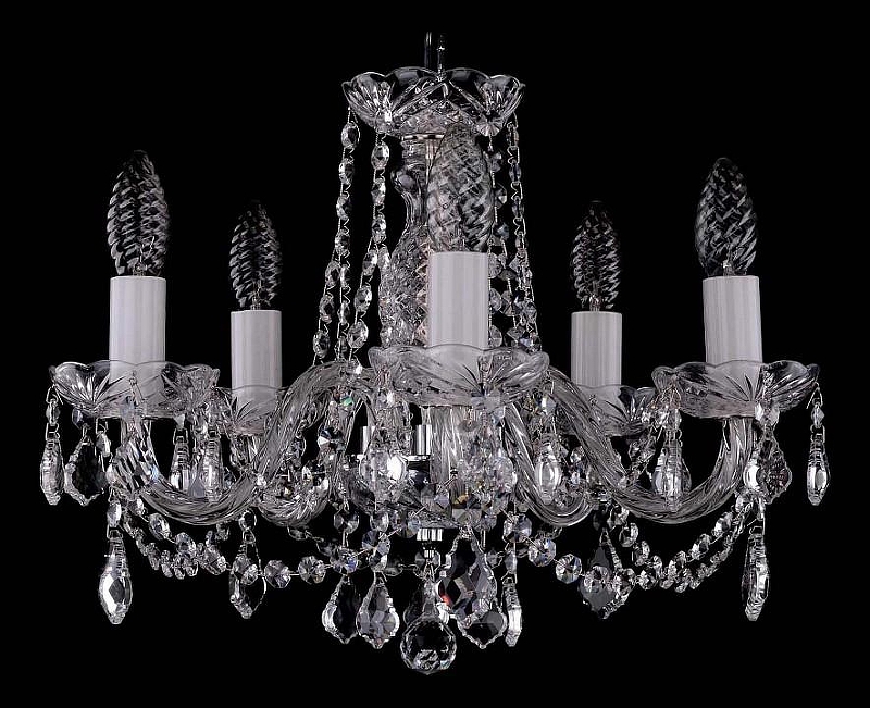 Люстра Bohemia Ivele Crystal 1402 1402/5/141/Ni/Leafs цвет плафона/подвески Прозрачный, цвет арматуры Прозрачный, Никель