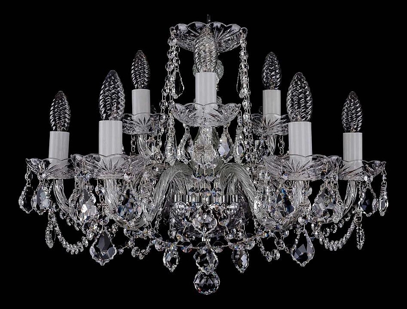 Люстра Bohemia Ivele Crystal 1402 1402/6_3/195/Ni/Leafs цвет плафона/подвески Прозрачный, цвет арматуры Прозрачный, Никель