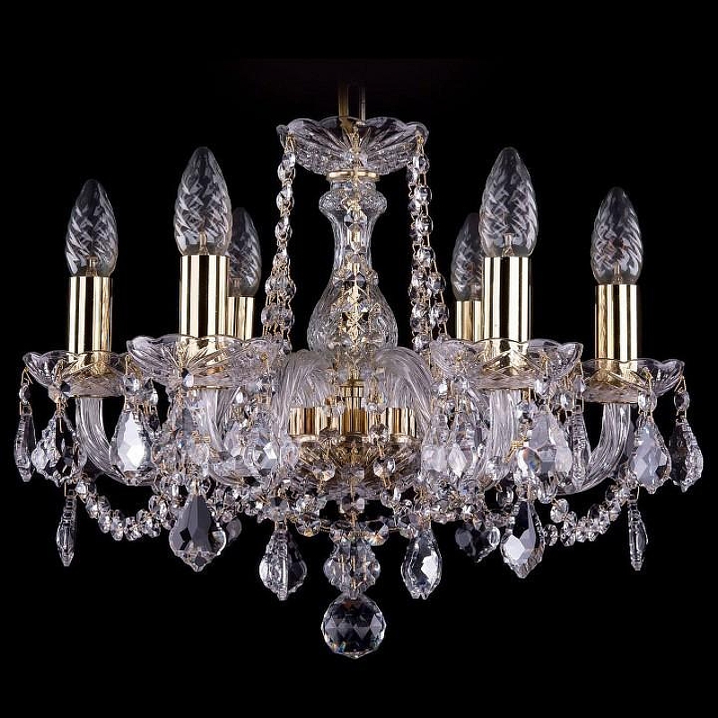 Люстра Bohemia Ivele Crystal 1402 1402/6/141/G/Leafs цвет плафона/подвески Прозрачный, цвет арматуры Золото, Прозрачный