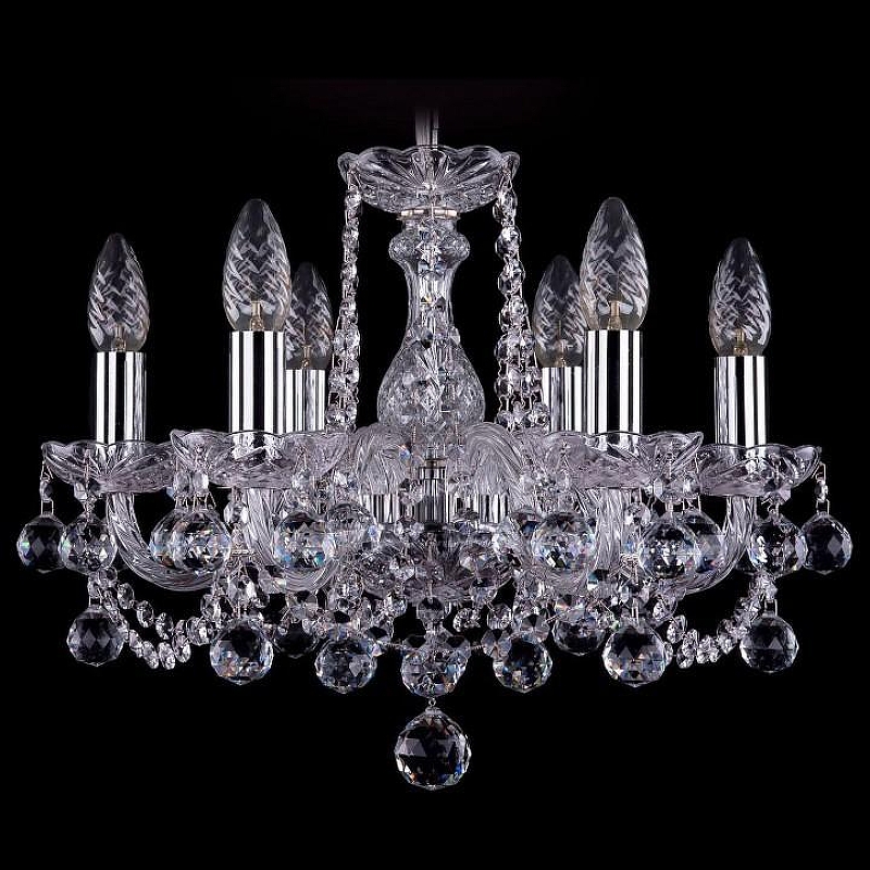 Люстра Bohemia Ivele Crystal 1402 1402/6/141/Ni/Balls цвет плафона/подвески Прозрачный, цвет арматуры Прозрачный, Никель