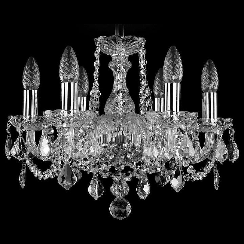Люстра Bohemia Ivele Crystal 1402 1402/6/141/Ni/Leafs цвет плафона/подвески Прозрачный, цвет арматуры Прозрачный, Никель