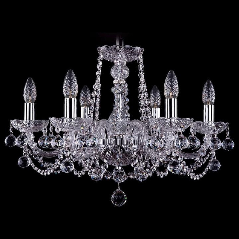 Люстра Bohemia Ivele Crystal 1402 1402/6/195/Ni/Balls цвет плафона/подвески Прозрачный, цвет арматуры Прозрачный, Никель