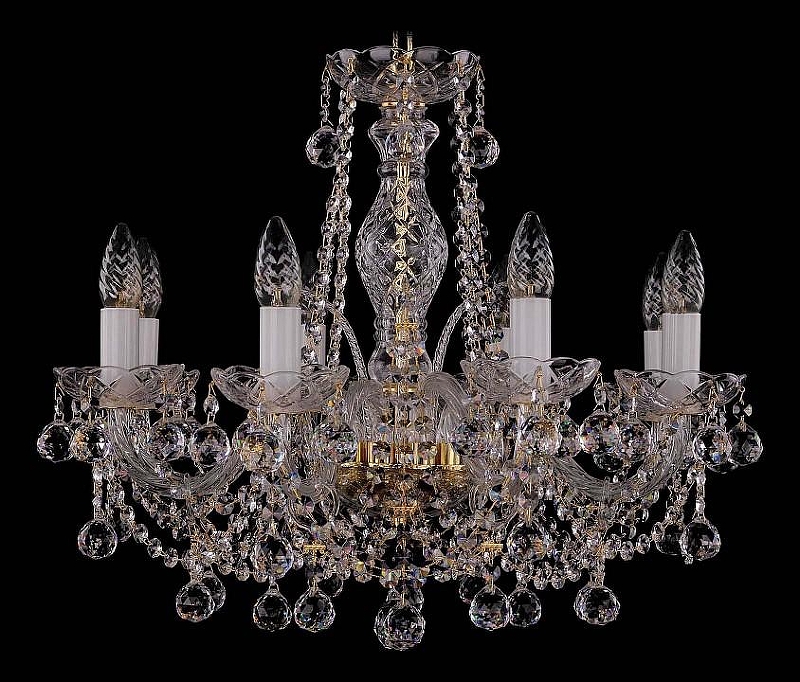 Люстра Bohemia Ivele Crystal 1411 1411/8/195/G/Balls цвет плафона/подвески Прозрачный, цвет арматуры Золото, Прозрачный