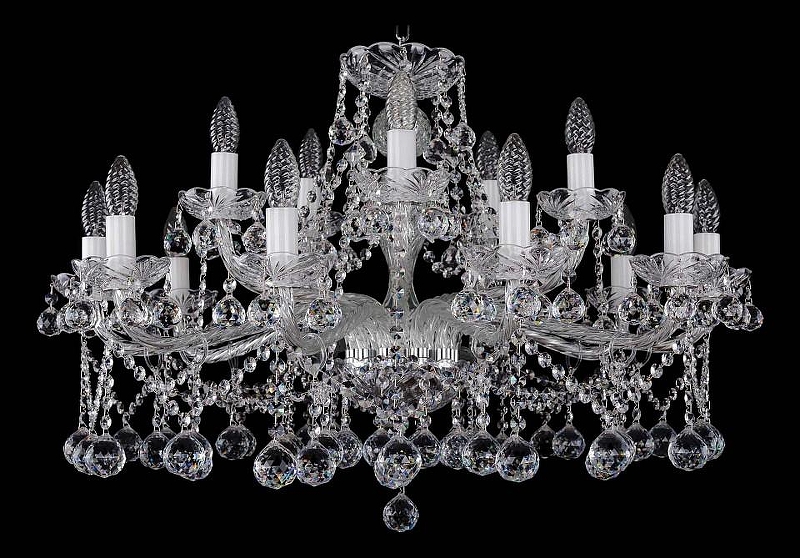 Люстра Bohemia Ivele Crystal 1413 1413/10_5/300/Ni/Balls цвет плафона/подвески Прозрачный, цвет арматуры Прозрачный, Никель