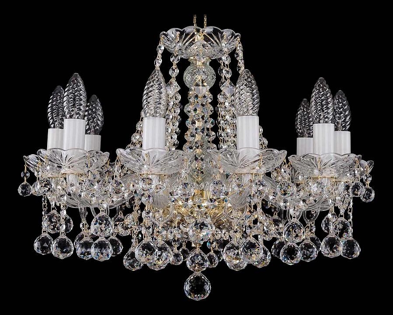 Люстра Bohemia Ivele Crystal 1413 1413/10/165/G/Balls цвет плафона/подвески Прозрачный, цвет арматуры Золото, Прозрачный