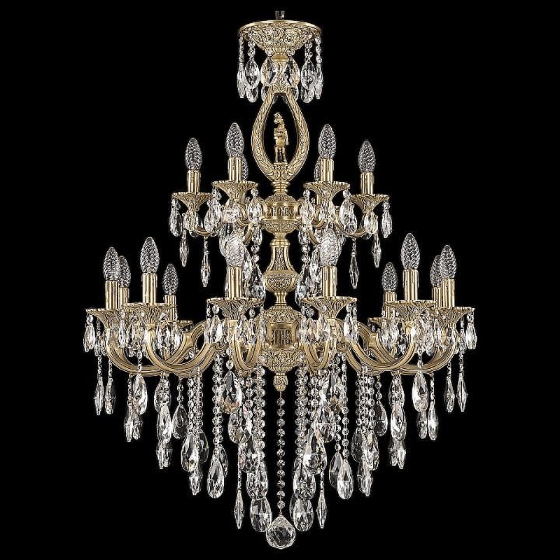 Люстра Bohemia Ivele Crystal 7201 72401/12+6/250/2d B FP FH1M цвет плафона/подвески Прозрачный, цвет арматуры Бронза