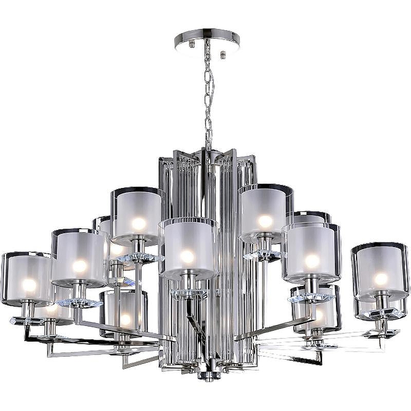 Люстра Crystal Lux Nicolas SP-PL10+5 Nickel White цвет плафона/подвески Прозрачный, Белый, цвет арматуры Прозрачный, Никель